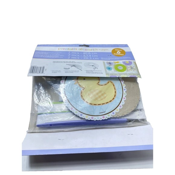 Baby Shower Party Decor Paper fan decorations 6pc set - Picture 2 of 7